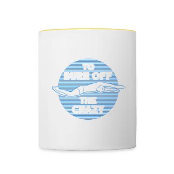 Nageur cadeau nageur disant natation - Mug contrasté - blanc/jaune - Devant