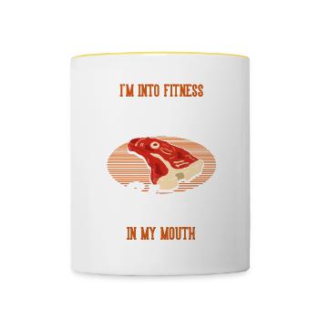 Meat Lover Saying Funny BBQ Meat Steak - Contrasting Mug - white/yellow - Front