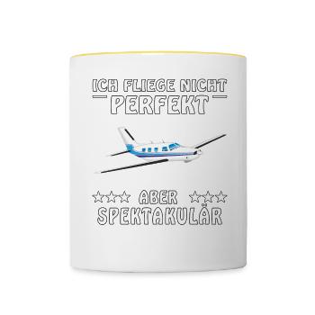FLUGZEUG ICH FLIEGEE NICHT PERFEKT ABER SPEKTA - Tasse zweifarbig - Weiß/Gelb - Vorne