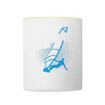 Windsurfen Surfboard Kite Geschenk Für Windsurfer - Tasse zweifarbig - Weiß/Gelb - Vorne