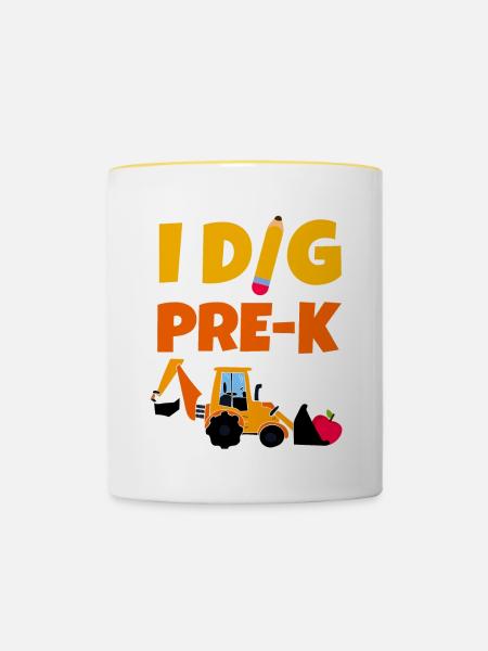 I Dig Pre-K 4 - Tasse zweifarbig - Weiß/Gelb