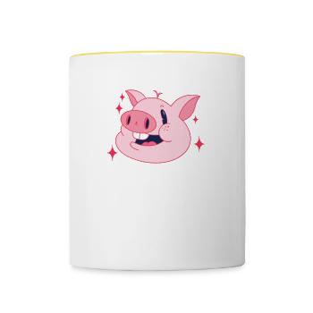 Fille de la ferme porcine - Mug contrasté - blanc/jaune - Devant