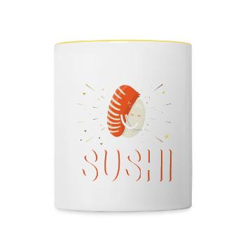 Sushi Cadeau Riz Doux Sushi - Mug contrasté - blanc/jaune - Devant