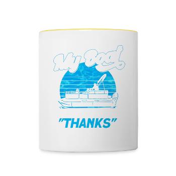 Pontoon Boat Gift Captain Boots Pontoon - Contrasting Mug - white/yellow - Front