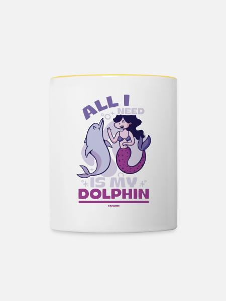 Delfin - Tasse zweifarbig - Weiß/Gelb