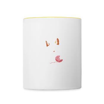 Tricot à l’aiguille de fil de fil de crochet froissé - Mug contrasté - blanc/jaune - Devant