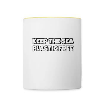 Keep The Sea Plastic Free Umweltschutz Meer retten - Tasse zweifarbig - Weiß/Gelb - Vorne