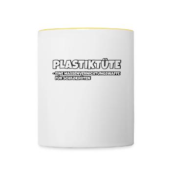 Plastiktüte Umweltschutz Rettet die Meere jetzt - Tasse zweifarbig - Weiß/Gelb - Vorne