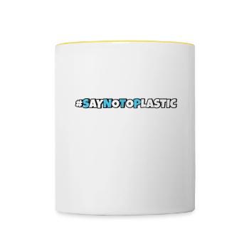 Say No To Plastic Umweltschutz Rettet die Meere - Tasse zweifarbig - Weiß/Gelb - Vorne