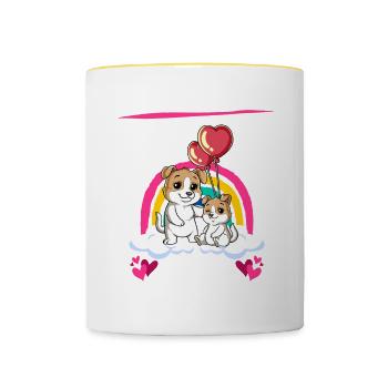 Ich werde Große Schwester Hunde - Tasse zweifarbig - Weiß/Gelb - Vorne