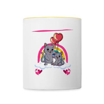 Ich werde Große Schwester Katzen - Tasse zweifarbig - Weiß/Gelb - Vorne