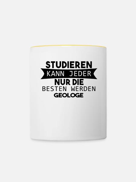 Geologe lustiger Spruch - Tasse zweifarbig - Weiß/Gelb