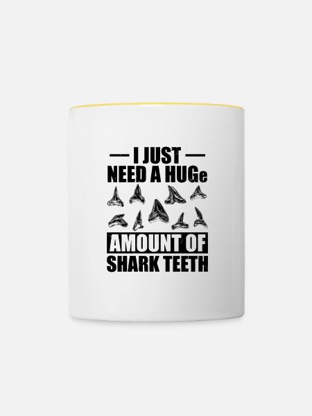 Haifischzähne sammeln - Tasse zweifarbig - Weiß/Gelb