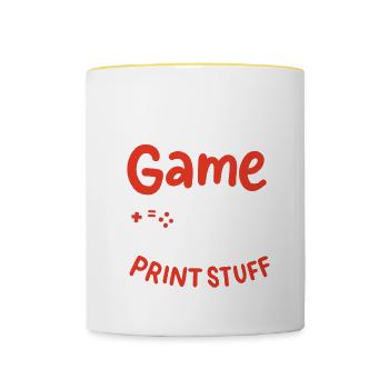 Ich Pausiere Mein Spiel Um Sachen In 3d Zu drucken - Tasse zweifarbig - Weiß/Gelb - Vorne
