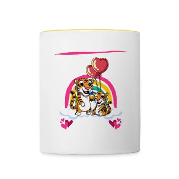 Ich werde Große Schwester Tiger - Tasse zweifarbig - Weiß/Gelb - Vorne