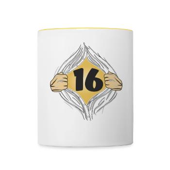 16 PUT ON SHIRT - Contrasting Mug - white/yellow - Front