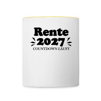 Rente 2027 Ruhestand Rentner Renteneintritt - Tasse zweifarbig - Weiß/Gelb - Vorne