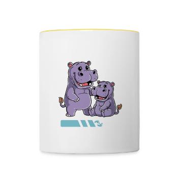 Werdende Mama 2023 - Tasse zweifarbig - Weiß/Gelb - Vorne