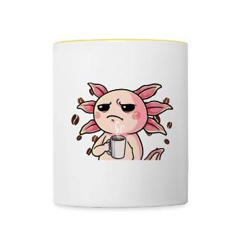 Fass mein Kaffee an und ich klatsch dich Kaffee - Tasse zweifarbig - Weiß/Gelb - Vorne