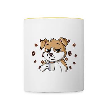 Fass mein Kaffee an und ich klatsch dich Kaffee - Tasse zweifarbig - Weiß/Gelb - Vorne