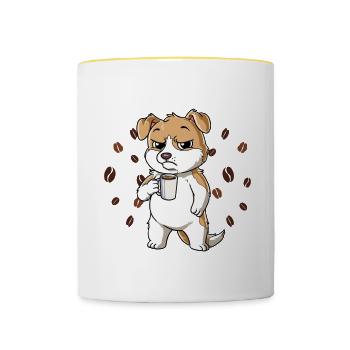 Nicht Ansprechen Vor Dem Ersten Kaffee Hund - Tasse zweifarbig - Weiß/Gelb - Vorne