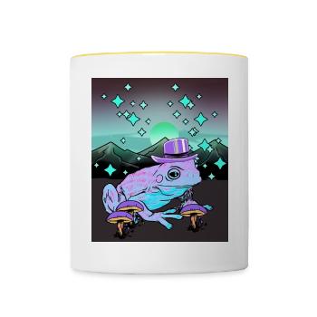 Nature Moon Wilderness Stars Magic Frog Amphibian - Contrasting Mug - white/yellow - Front
