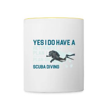 Sporttauchen Geschenk Unterwasser Sporttaucher - Tasse zweifarbig - Weiß/Gelb - Vorne