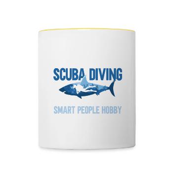 Cadeau de plongée sous-marine plongeur sous-marin - Mug contrasté - blanc/jaune - Devant