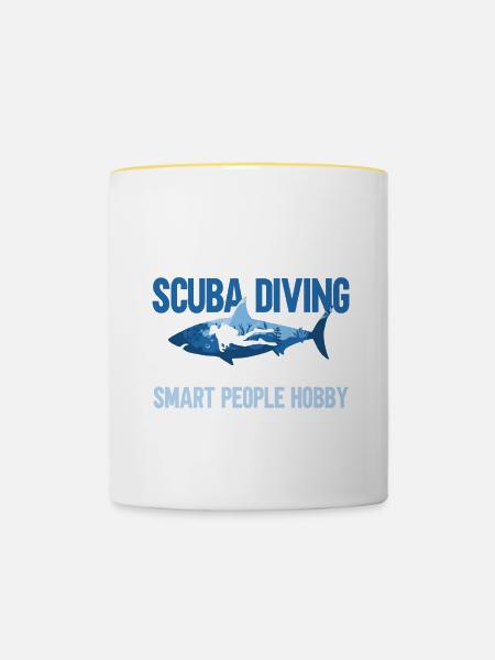 Sporttauchen Geschenk Unterwasser Sporttaucher - Tofarvet krus - hvid/gul