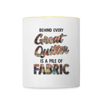 Quilten von Tagesdecken - Tasse zweifarbig - Weiß/Gelb - Vorne