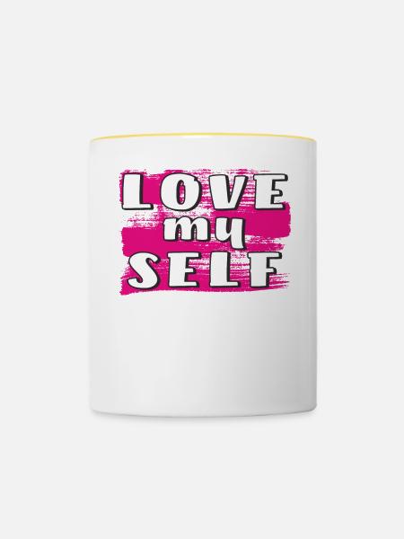 LOVE MY SELF - Tasse zweifarbig - Weiß/Gelb