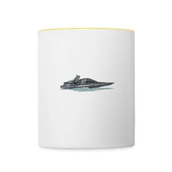 Drag Boat Racing I Drag Boat Driver Speedboat - Tasse zweifarbig - Weiß/Gelb - Vorne