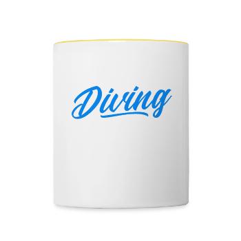 Sporttauchen Geschenk Unterwasser Sporttaucher - Tasse zweifarbig - Weiß/Gelb - Vorne