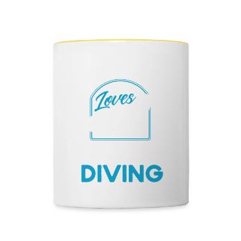 Sporttauchen Geschenk Unterwasser Sporttaucher - Tasse zweifarbig - Weiß/Gelb - Vorne