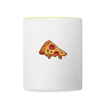 Sorry I Wasn't Listening I Was Thinking About Pizz - Tasse zweifarbig - Weiß/Gelb - Vorne