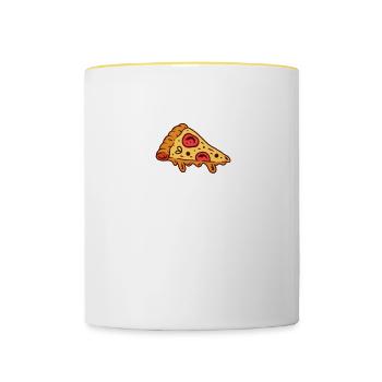 Désolé, je ne peux pas avoir de plans avec ma pizza - Mug contrasté - blanc/jaune - Devant