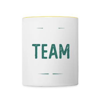 Équipe de hockey - Mug contrasté - blanc/jaune - Devant