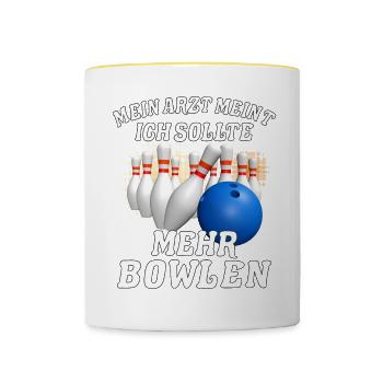 ARZT MEINT MEHR BOWLEN - Tasse zweifarbig - Weiß/Gelb - Vorne