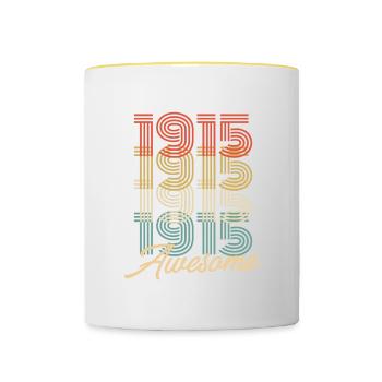 Funny Birthday Awesome 1915 - Tasse zweifarbig - Weiß/Gelb - Vorne