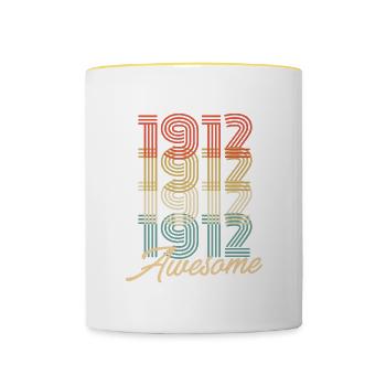 Funny Birthday Awesome 1912 - Tasse zweifarbig - Weiß/Gelb - Vorne