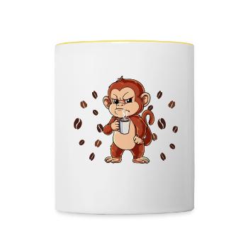Einatmen Ausatmen Ignorieren Kaffee Affe - Tasse zweifarbig - Weiß/Gelb - Vorne