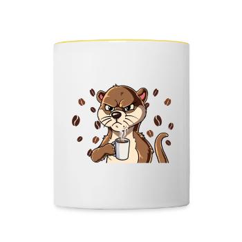 Fass mein Kaffee an und ich klatsch dich Kaffee - Tasse zweifarbig - Weiß/Gelb - Vorne