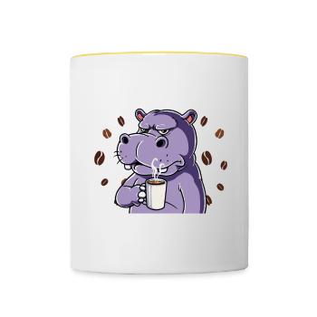 Fass mein Kaffee an und ich klatsch dich Kaffee - Tasse zweifarbig - Weiß/Gelb - Vorne