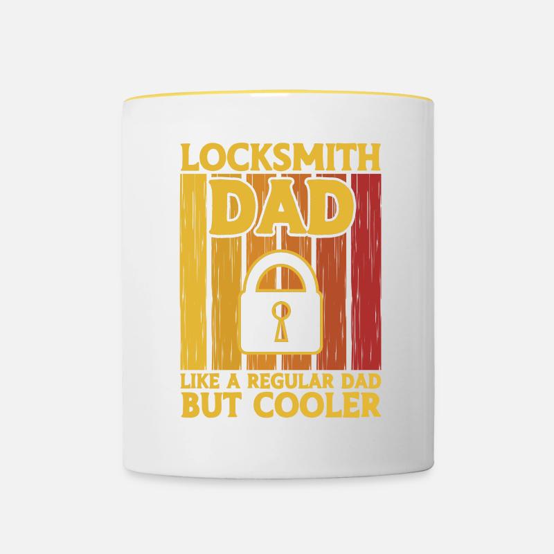 Locksmith lock picking employee locksmith shop - Contrasting Mug - white/yellow