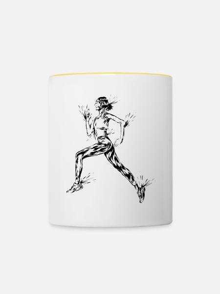 Marathon Läuferin - Tasse zweifarbig - Weiß/Gelb