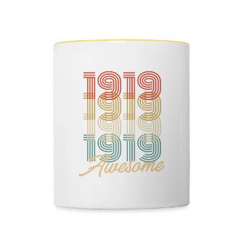 Funny Birthday Awesome 1919 - Tasse zweifarbig - Weiß/Gelb - Vorne