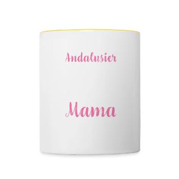 Andalou I Poney Cheval Dicton Motif pour Cavalier - Mug contrasté - blanc/jaune - Devant
