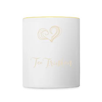 Lustiges gemütlich Bio Tee Trinker Spruch design - Tasse zweifarbig - Weiß/Gelb - Vorne