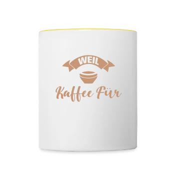 Lustiges gemütlich Bio Tee Trinker Spruch design - Tasse zweifarbig - Weiß/Gelb - Vorne