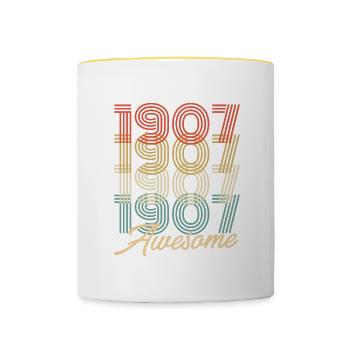 Drôle d’anniversaire génial 1907 - Mug contrasté - blanc/jaune - Devant